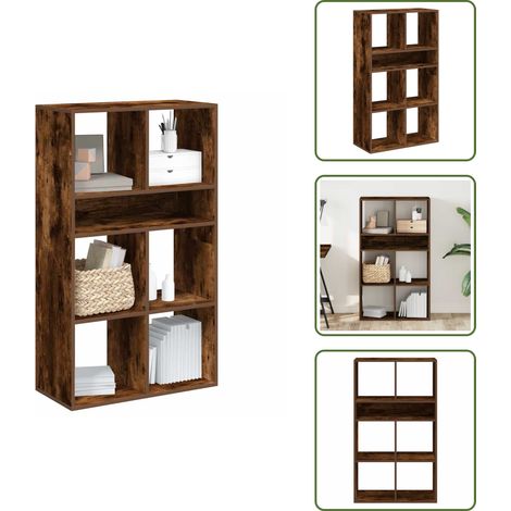 The Living Store Bücherregal Räuchereiche 66x31x112 cm Holzwerkstoff - Bücherregal Wandhalterung (1/5)