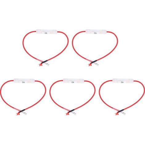 Connecteur de porte-fusible de voiture 10A, panneau de boîte à fusibles avec fil de 12 pouces 16AWG et boîte de Tube en verre 6x30mm 5A 5 pièces (1/5)