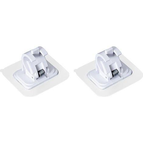 Support de Barre Autocollant pour Bâton de Rideau - Mano - ABS - Noir/Blanc - 25kg - Lot de 2 (1/5)