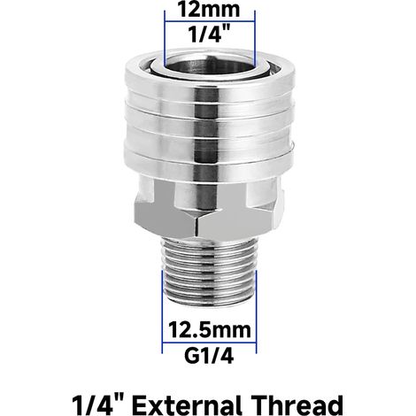 (C) Raccord rapide pour nettoyeur haute pression 1/4 pouce en acier inoxydable, accessoires mâle/femelle avec filetage interne/externe (1/5)