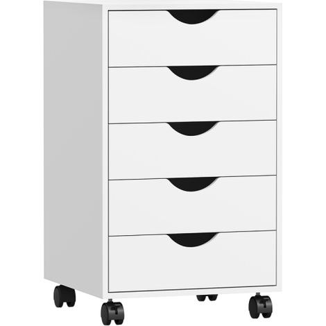 Modern 5-Drawer Rolling Filing Cabinet,Vertical Office Storage Organizer in White,Stylish Mobile Solution for Home and Office (1/5)