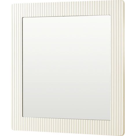 Miroir Mural Carré 80x80 Cm Blanc Imitation Bois, Cadre Mdf à Finition Striée Verticale (1/5)