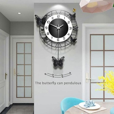 Grande horloge murale décorative en métal 3D, silencieuse, à quartz, avec chiffres arabes, pour salon, cuisine ou autre pièce, 38 cm (14,9 pouces). (1/5)