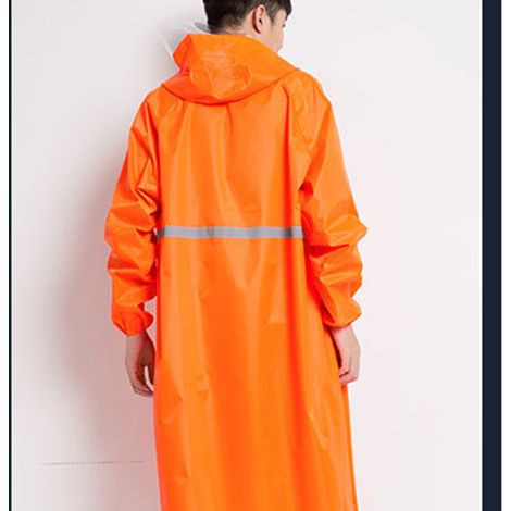 Langer, dicker, reflektierender Regenmantel, wiederverwendbarer Poncho, wasserdicht, stylische lange Regenjacke für Outdoor-Aktivitäten, Orange, Größe XXXXL (1/5)