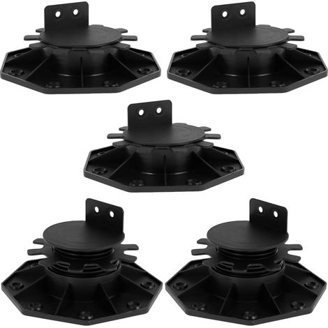 Lot de 5 supports réglables pour terrasse - Polypropylène noir - Ajustement 30 à 60 mm - Pour bois et aluminium - Stabilisation de solives (1/5)