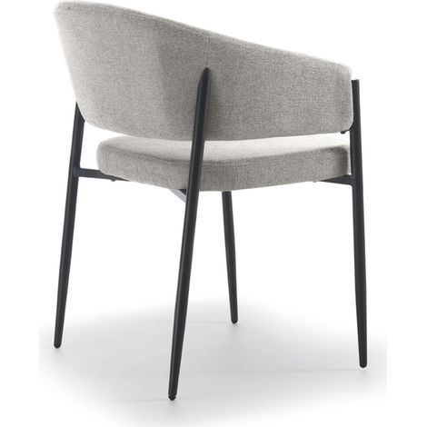 Sedia da interni Maya con braccioli, struttura in metallo antracite e seduta in tessuto Easy-Clean grigio chiaro - Design Elegante (1/5)