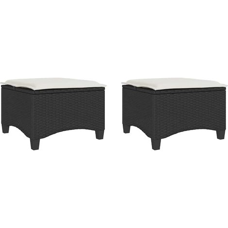 Maison Exclusive - Sgabelli Giardino con Cuscini 2 pz Nero 55x55x36 cm Polyrattan