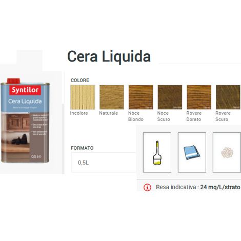 SYNTILOR - CERA LIQUIDA INCERANTE ALLA CERA D'API 0,5 LT ROVERE DORATO