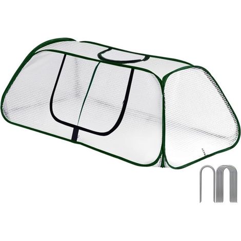 Housse de protection polyéthylène pour serre tunnel, zip enroulable, 115x50x45 cm, 6 piquets, légumes et fleurs. (1/5)