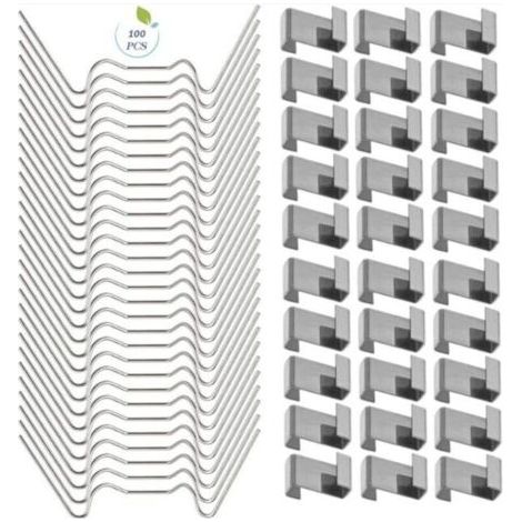 100 Gewächshausclips für Glas, Gewächshausfensterclips aus Edelstahl, Gewächshauszubehör (50 Stück Drahtclips aus Edelstahl 304, 50 Stück Überlappungsclips aus Edelstahl)