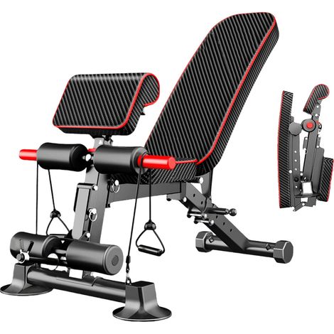 Banc de musculation avec haltères, dossier réglable, construction en acier robuste, noir (1/2)