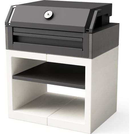 TUOZI - Barbacoa de Obra para Leña y Carbón Modelo KITAWAY GRILL OTTE (Gris/Blanco - 84 x 63 x 101 cm) REF: T00574 - Uso en Exteriores (1/5)