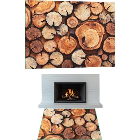 CHIMENEA DE CRISTAL TEMPLADO. DIMENSIONES DE LA BASE: 65x60cm. GRÁFICOS: MADERA. (1/5)