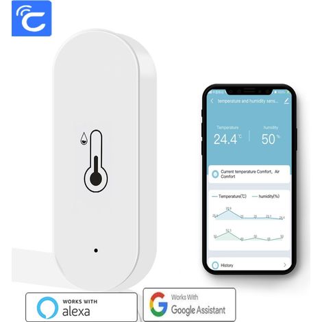 Capteur Intelligent de Température et d'Humidité WiFi - Hygromètre Connecté avec Application, Alerte à Distance, Haute Précision, Compatible Alexa et Google Assistant, Sans Hub Nécessaire (1/4)