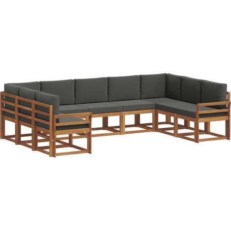 Ensemble de canapés d'extérieur 9 pcs Salon de jardin Naturel et Anthracite (1/5)