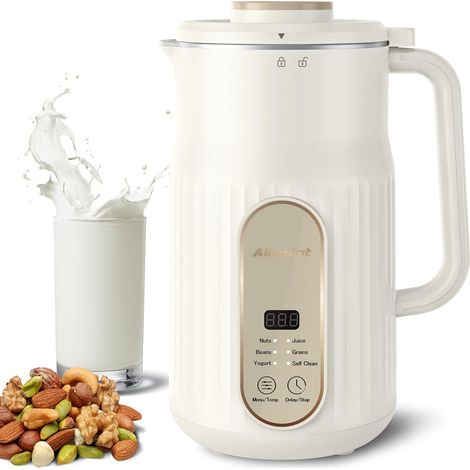 Machine à Lait Végétaux, Machine à Lait de Noix Automatique 1000 ml, Machine pour Lait Végétal Fait Maison sans Lactose, pour Avoine, Soja, Noix, Fruits etc. Multifonctionnel et Santé (1/5)
