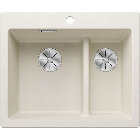 BLANCO Einbaubecken PLEON 6 SPLIT, Silgranit, Softweiß, Handbedienung (1/2)