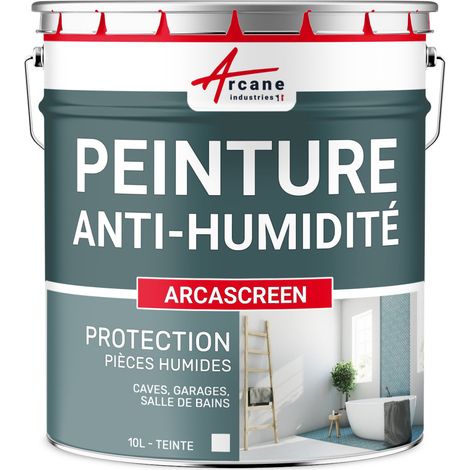 Arcane Industries – Peinture anti-humidité microporeuse 10 L – Pour murs en plâtre, béton, cave et salle de bain – Barrière étanche, anti moisissure