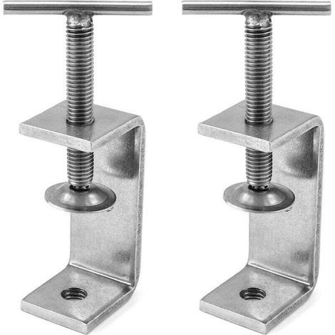 2 Pièces Serre Joints C, Pince C Robuste, Acier Inoxydable 304, Pour Travail Bois Bricolage, Soudage, l'Ébénisterie, Couleur Argent, Torsion à La Main (1/4)