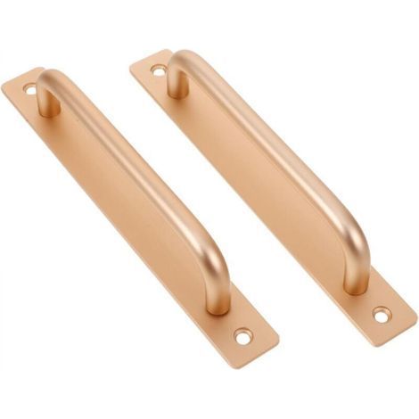 2-piece sliding door handle, length 180 mm, with back plate, made of aluminum alloy, suitable for furniture, golden, with screws (1/4)