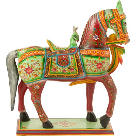 Statue Cheval en Bois "Mumbai" 58cm Multicolore (1/5)