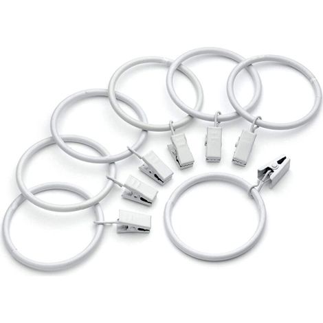 Confezione da 10 anelli per tende bianchi vintage - resistenti alla ruggine - diametro interno 1,5", ganci e aste per tende da doccia