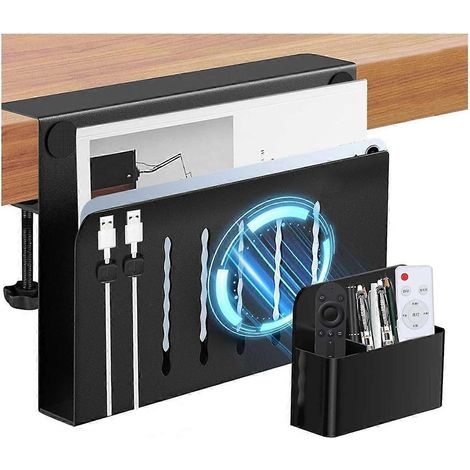 Rangement latéral de bureau, passe-câbles sans perçage, organiseur de bureau à fixation latérale, rangement sous bureau pour bureau A (1/4)