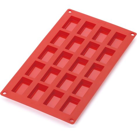 1 - Moule Financier - Silicone Platine - Anti-adhérent Et Flexible Pour Cuisson Homogène - Pâtisserie Professionnelle Et Maison - Rouge - 20 Cavités (1/4)