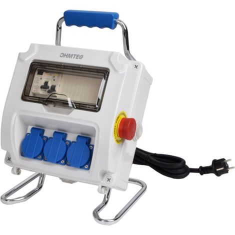 Coffret électrique de chantier monophasé transportable avec arrêt d'urgence - 3 x 2P+T - câble HO7RN-F 3G2,5 - IICSEN
