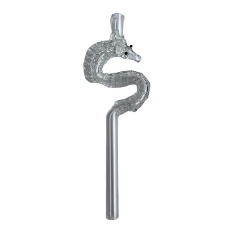 Lange Glaspfeife mit Seepferdchen, 15 cm, transparent (1/3)