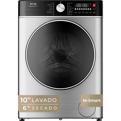 EVVO Lavadora secadora 10 kg + 6 kg carga frontal Nature M10/6, 1400 rpm, Motor BLDC , M-Smart', Inox