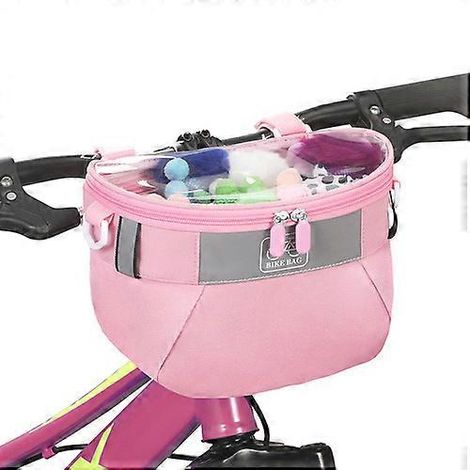 Sacoche avant de vélo demi-ronde rose pour enfants, pochette de rangement pour filles ( ) (1/5)
