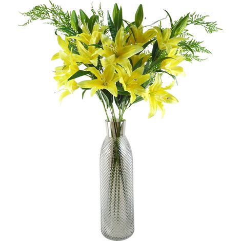 100cm Yellow Lily and Fern Display Glass Vase (1/4)
