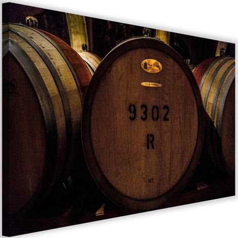 Tableau sur toile Tonneaux de vin bois 60x40 (1/5)