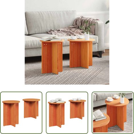 Kiefernholz - Couchtisch 2 pcs Wachsbraun (1/5)