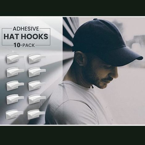 10pcs Crochets de rangement mural blanc pour casquette de baseball, crochet de manteau fixé au mur à la maison (1/4)