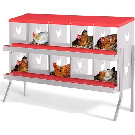Nido per galline, materiale resistente, facile raccolta delle uova, rosso (1/2)