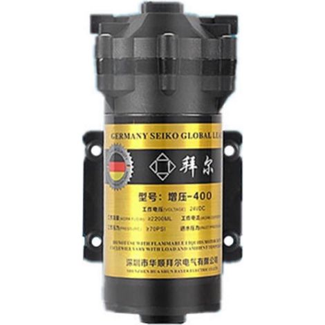 Pompe de surpression à membrane 400 GPD 24 V CC pour purificateur d'eau, compatible avec les systèmes d'osmose inverse, tuyau d'eau de 5 mètres et de 1/4 pouce, version pour robinet d'eau potable 0228 (1/2)