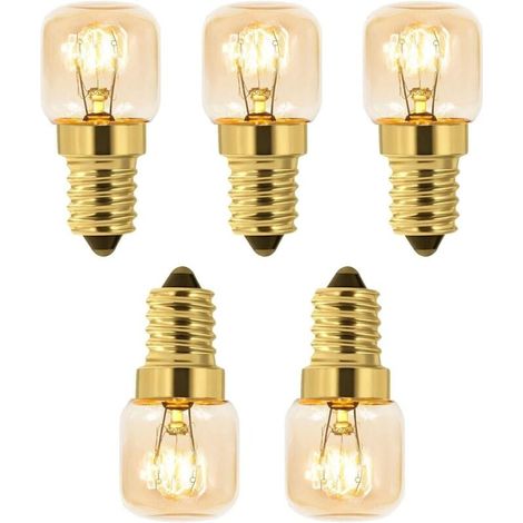 Lot de 5 Ampoule à Sel 15W , Incandescence Blanc Chaud ,AC 230V, Ampoule Four 15w , Pour Four, Frigo, Lampe de Sel, Fours Grill,52.22.2cm (1/4)