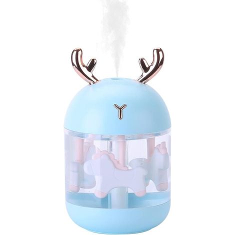 Mini Humidifier, Portable Home Humidifier, Baby Humidifier, Auto Power Off When Water Level Is Low, USB Desktop Humidifier for Home, Bedroom, Office (Blue) (1/5)