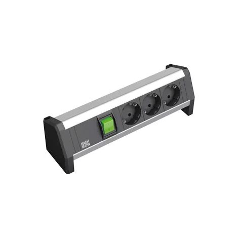 Bachmann 339.1001 Steckdosenleiste mit Schalter 3fach Schwarz, Aluminium Schutzkontakt 1 St. (1/2)