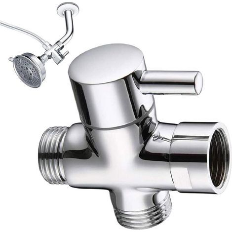 Valve 3 voies en laiton massif G1/2" Douchette Composants de Douche Raccord universels (1/5)