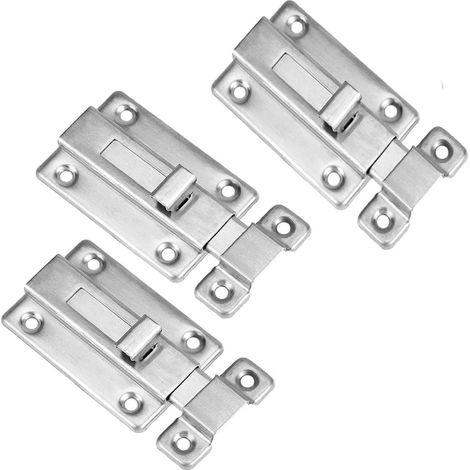 Set di 3 chiavistelli di sicurezza in acciaio inox da 7,6 cm (3 pollici), piccoli fermi di sicurezza, adatti per porte da giardino e bagni. (1/4)