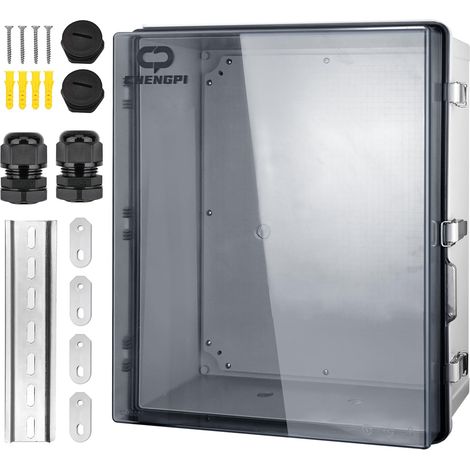Boîte de Dérivation Electrique,Boitier Electrique Étanche avec Couvercle à Charnière,IP66 Boîte de Jonction en Plastique ABS,Couvercle Transparent Coffret Électrique 500x600x220MM (1/5)