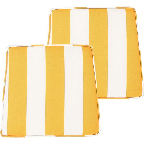 Set di 2 cuscini per sedie da giardino giallo bianco 37 x 34 cm a righe Terni
