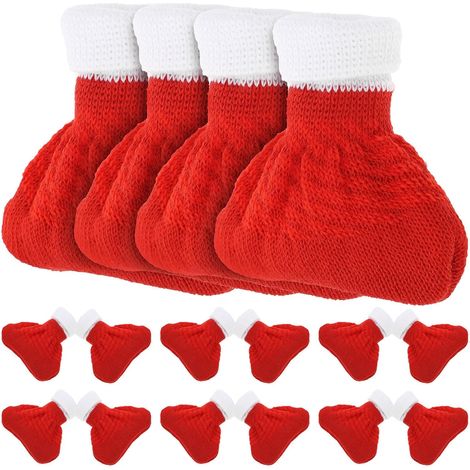 CCYKXA16 Pieces Christmas Table and Chair Socks, Red Polyester and Cotton Furniture Leg Protectors, for Tables and Furniture, Hotels and Homes (1/5)