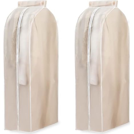 Lot de 2 sacs de rangement suspendus, 60x30x110 cm, housse protection vêtements, fermeture éclair double, fond fermé, pour placard (1/5)