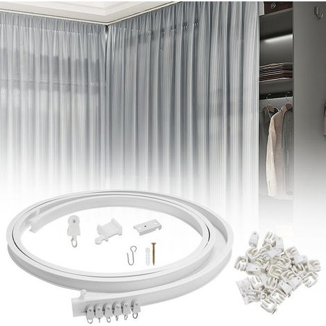Kit Rail Rideau Plafond Pliable 5M, Rail Flexible avec 40 Crochets pour Maison Chambre Fenêtre Salle de Bain Bureau (1/3)