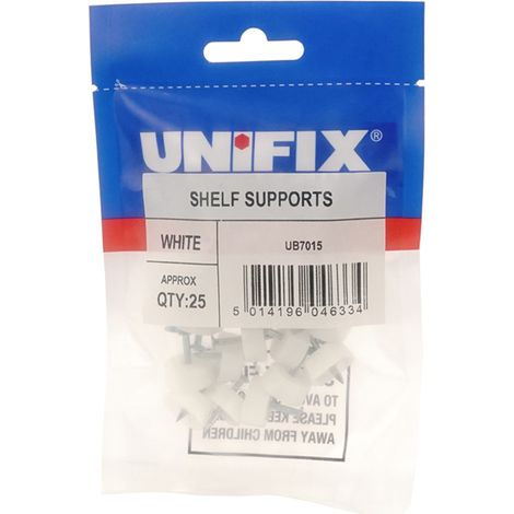 Unifix Shelf Supports - White, Bag of 25 - Box of 125