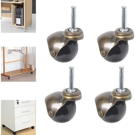 Lot de 4 roulettes pivotantes 360 degrs avec plaque suprieure, roulettes billes de 2 pouces avec tige de prhension (1/4)
